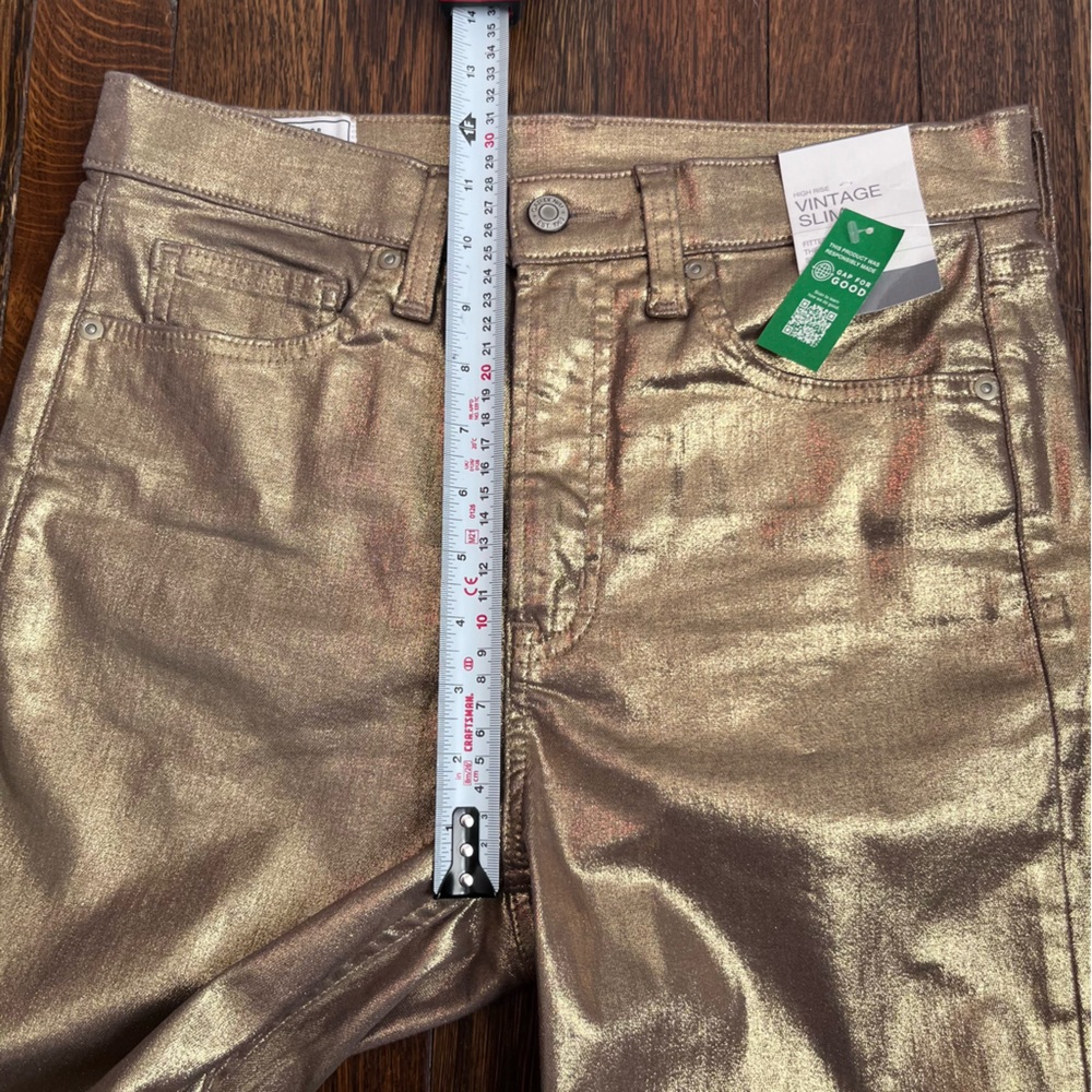 GAP NWT Metallic Gold Vintage Slim Jeans 28 - Picture 6 of 9